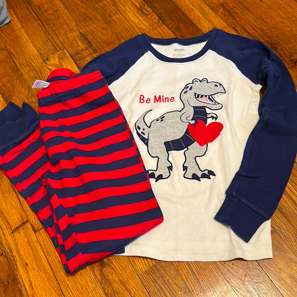 Gymboree Valentine’s Day TRex pjs size 10. 2 available. Appliqué & “BeMine”.